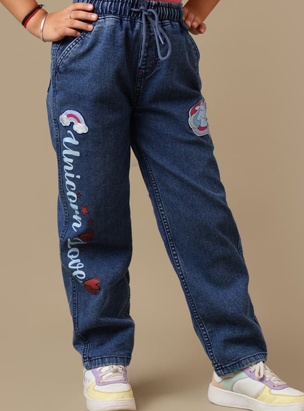 KIDSVILLE Girls Printed Jeans