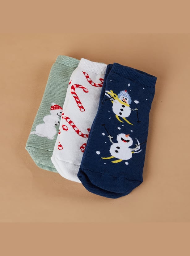 FAME FOREVER Boys Patterned No Show Socks - Pack of 3