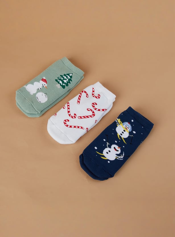 FAME FOREVER Boys Patterned No Show Socks - Pack of 3