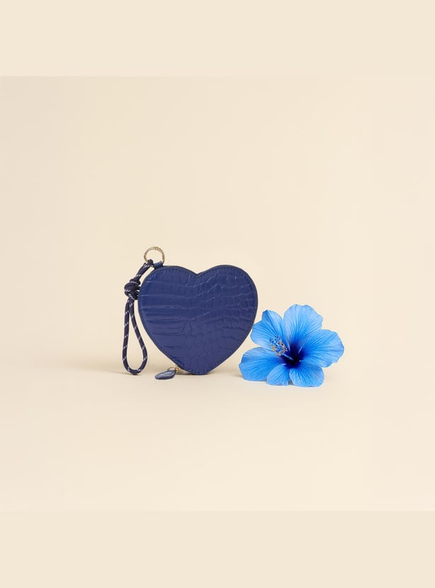 ACCESSORIZE LONDON Croc Embossed Heart-Shaped Wristlet
