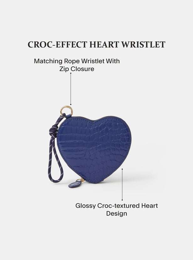 ACCESSORIZE LONDON Croc Embossed Heart-Shaped Wristlet