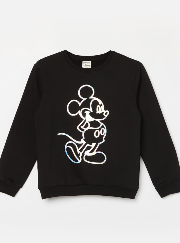 FAME FOREVER Girls Mickey Mouse Print Sweatshirt