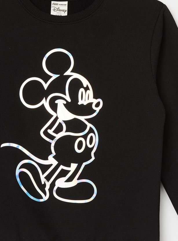 FAME FOREVER Girls Mickey Mouse Print Sweatshirt