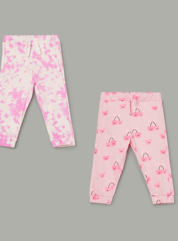 JUNIOR BABY Girls Printed Joggers - Pack of 2