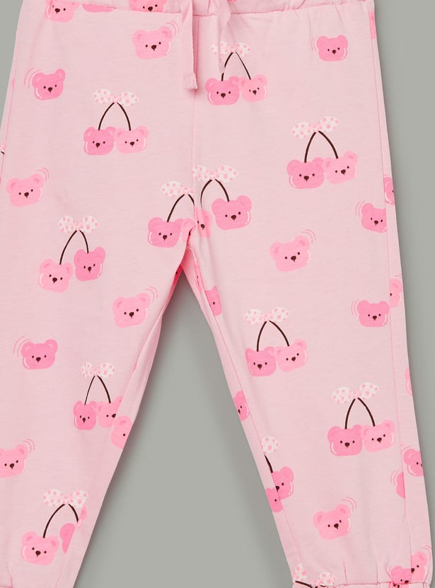 JUNIOR BABY Girls Printed Joggers - Pack of 2