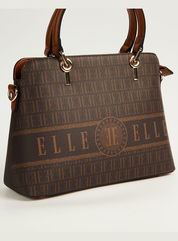 ELLE Monogram Print Handheld Bag