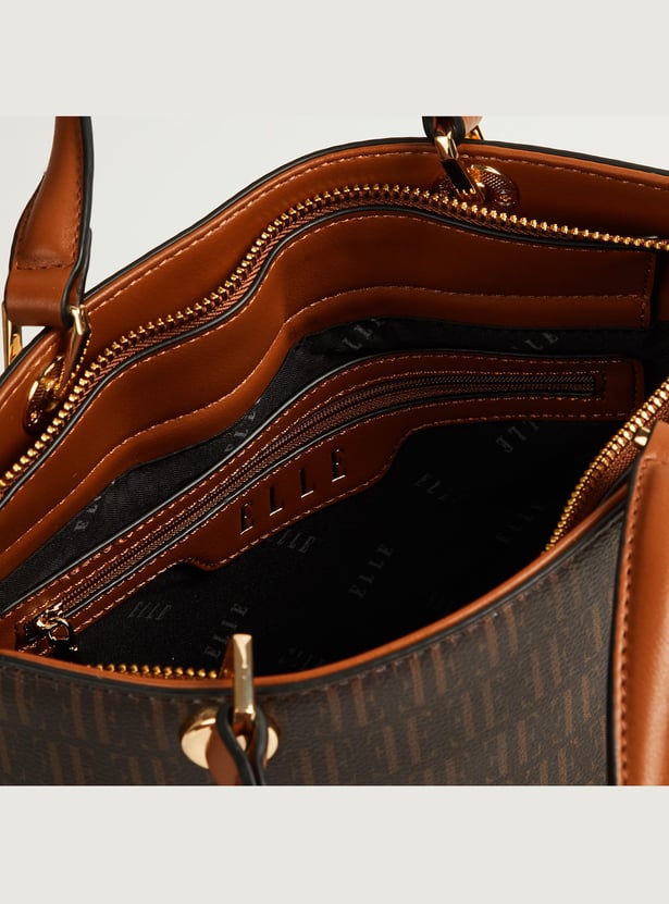 ELLE Monogram Print Handheld Bag