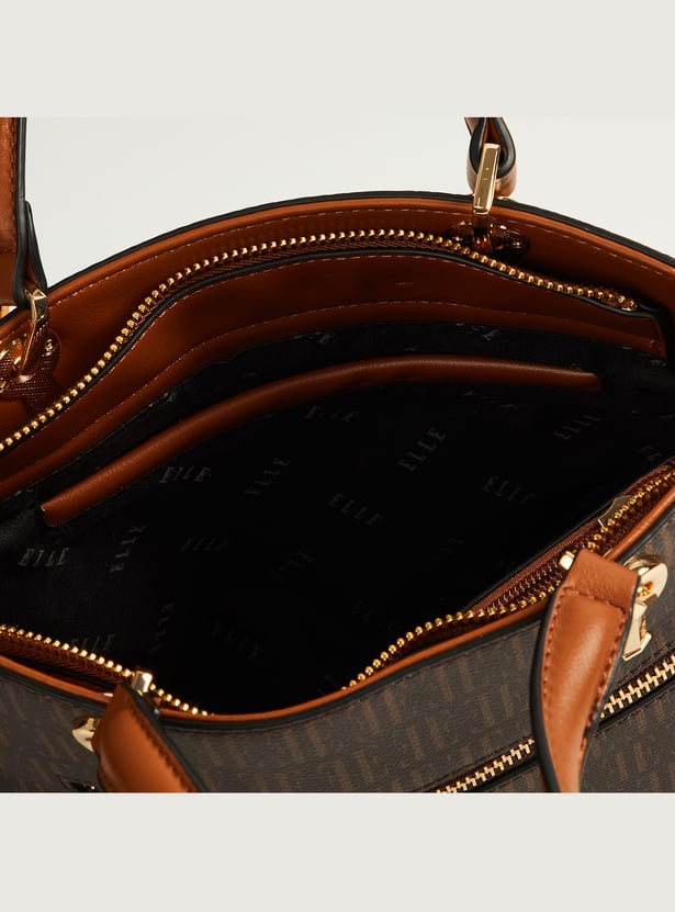 ELLE Monogram Print Handheld Bag