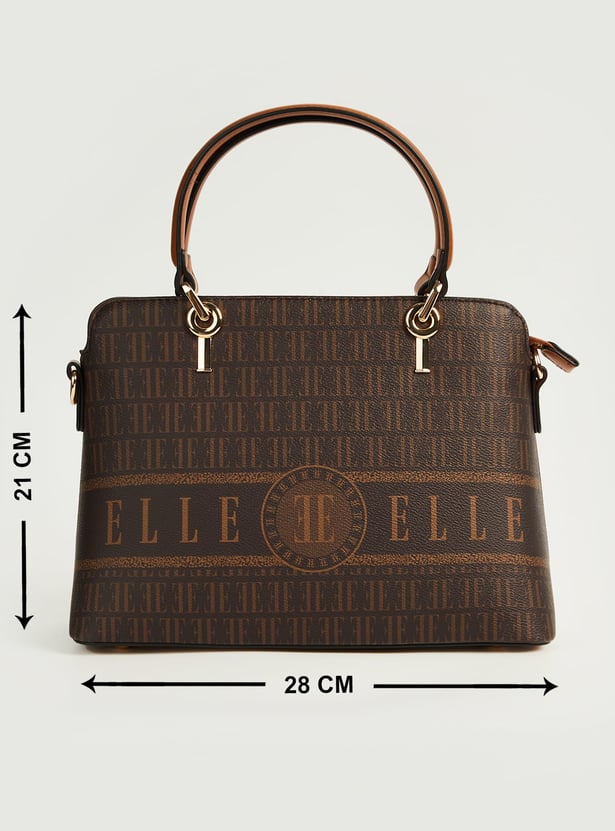 ELLE Monogram Print Handheld Bag