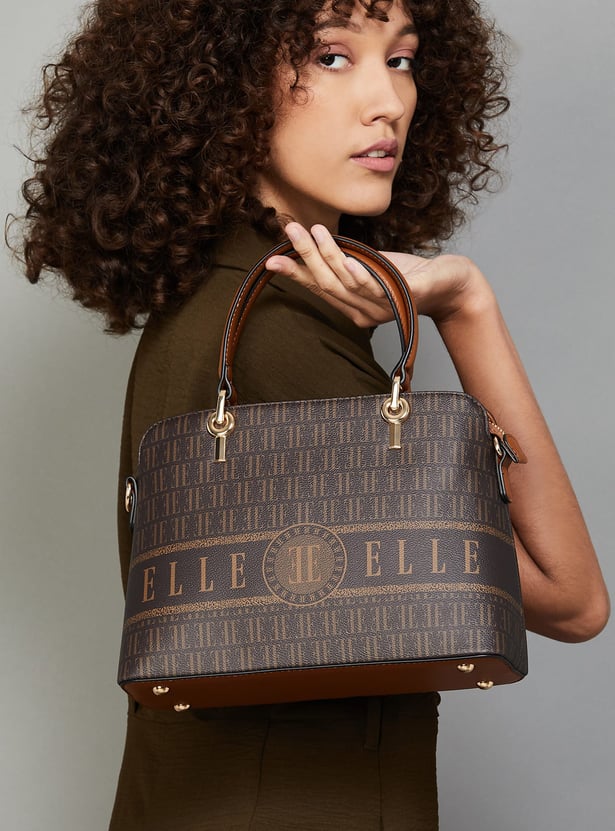 ELLE Monogram Print Handheld Bag