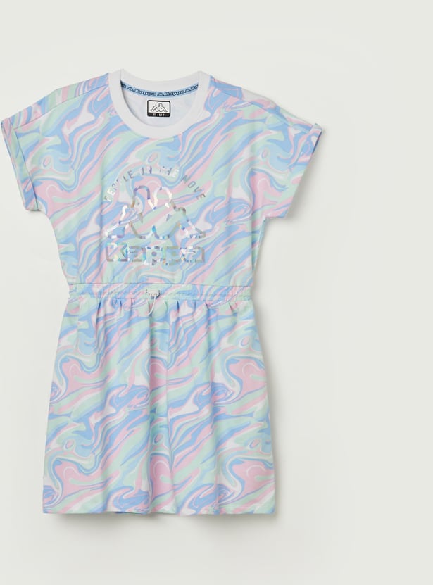 KAPPA Girls Marble Print Fit & Flare Dress