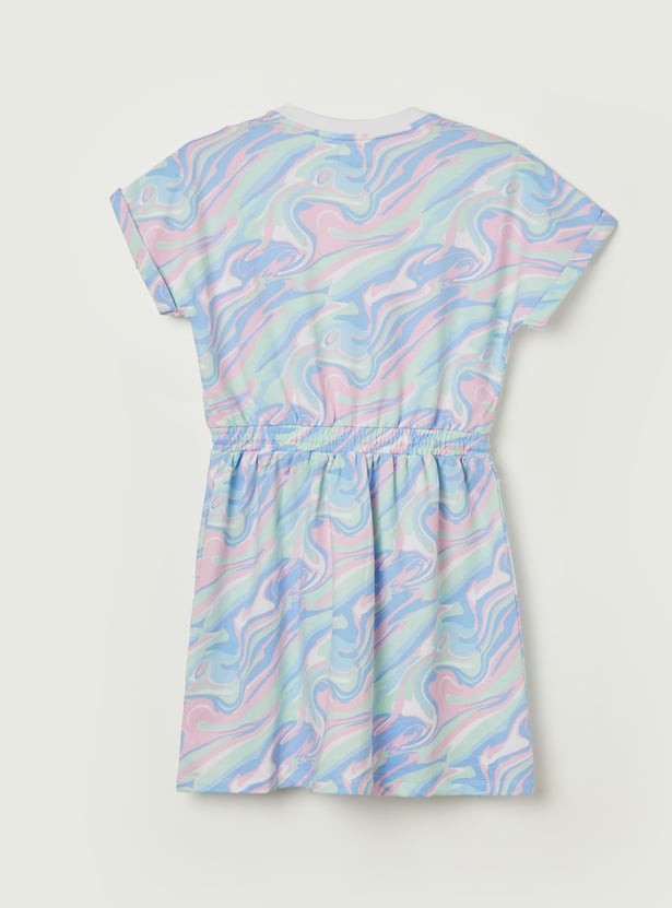 KAPPA Girls Marble Print Fit & Flare Dress