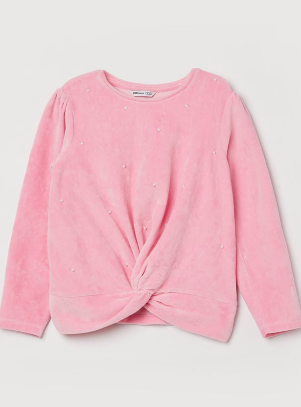 FAME FOREVER Girls Embellished Twisted Top
