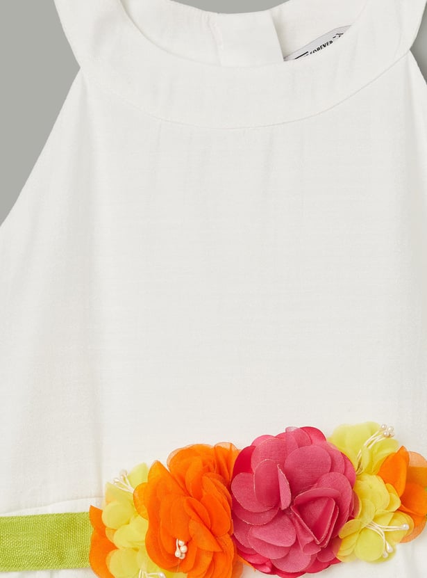 FAME FOREVER Girls Floral Applique A-Line Dress