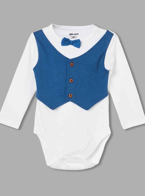 JUNIOR BABY Boys Colourblocked Bodysuit with Trousers