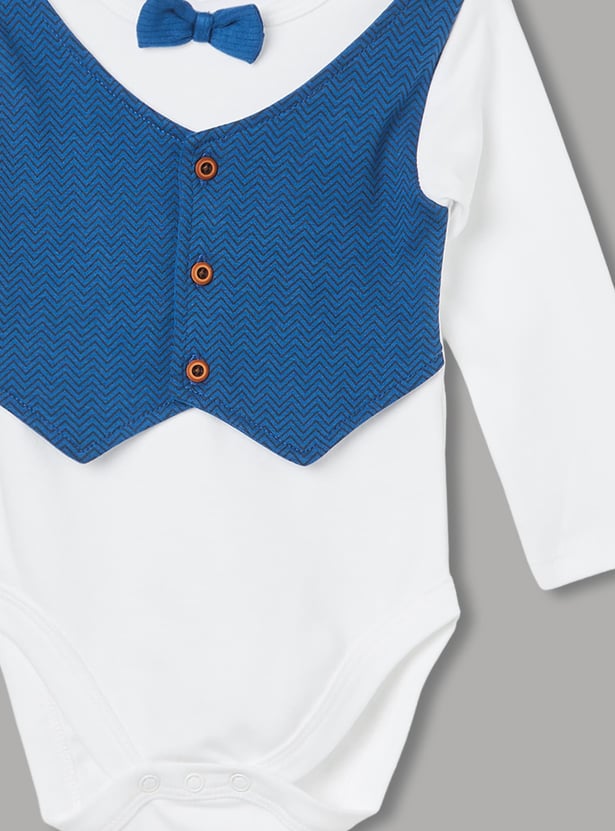 JUNIOR BABY Boys Colourblocked Bodysuit with Trousers