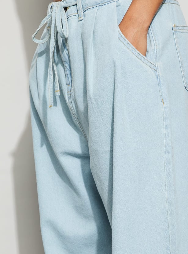 GINGER Washed Wide Leg Jeans