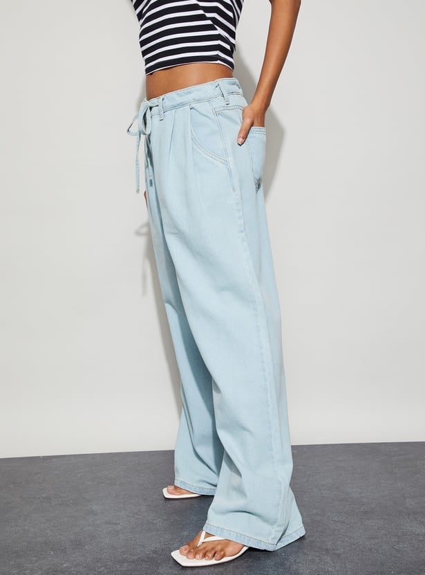 GINGER Washed Wide Leg Jeans