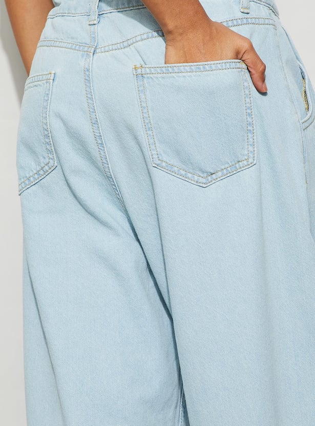 GINGER Washed Wide Leg Jeans