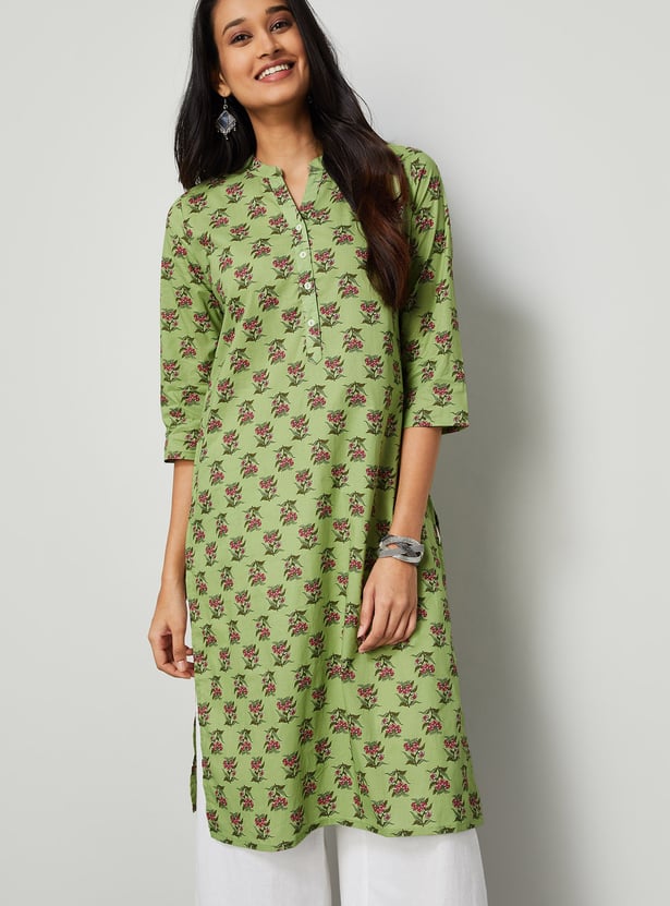 MELANGE Floral Print Straight Kurta