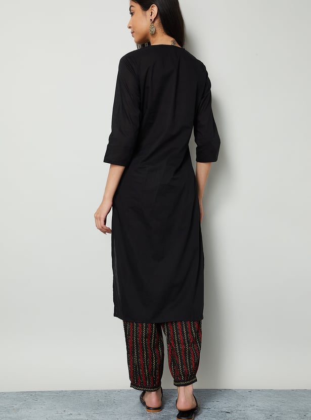 MELANGE Embroidered Straight Kurta Set