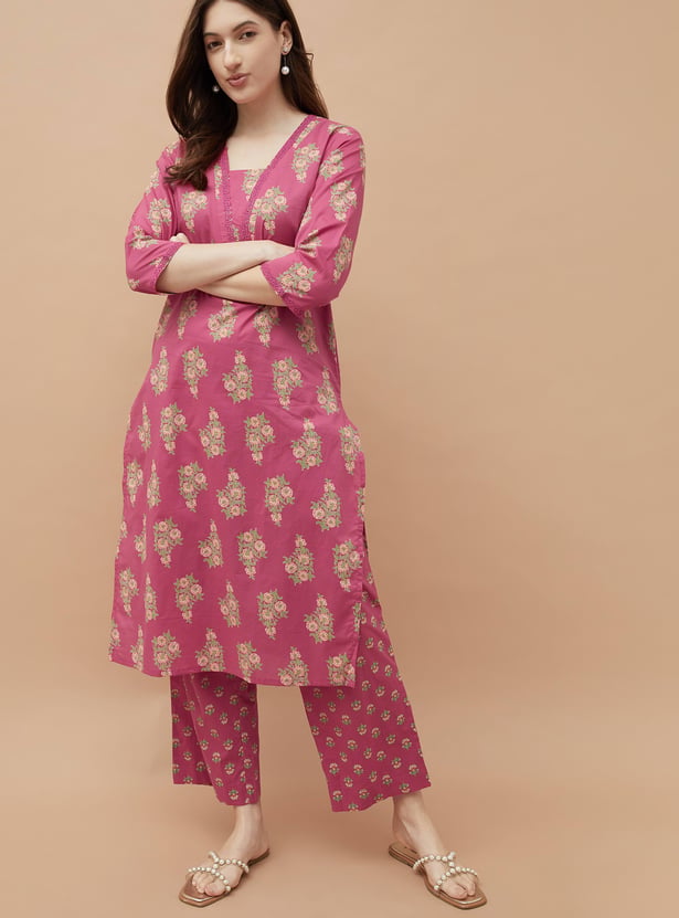 MELANGE Floral Print Kurta Set