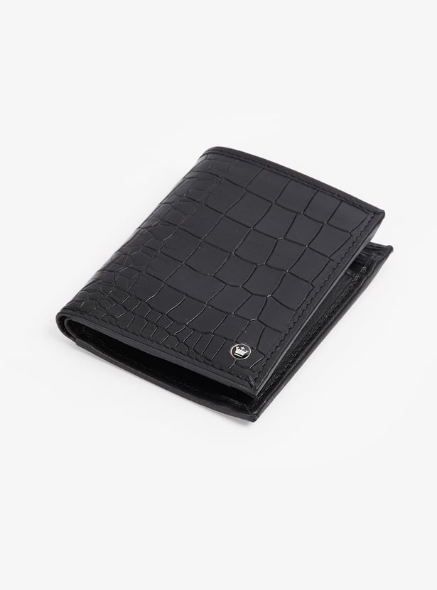 LOUIS PHILIPPE Croc Embossed Leather Bi-Fold Wallet