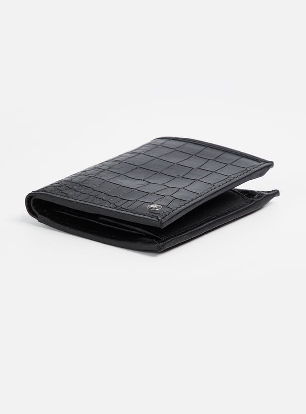 LOUIS PHILIPPE Croc Embossed Leather Bi-Fold Wallet