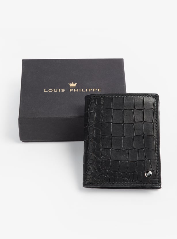 LOUIS PHILIPPE Croc Embossed Leather Bi-Fold Wallet
