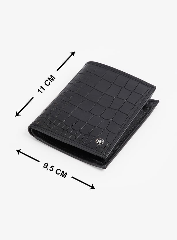 LOUIS PHILIPPE Croc Embossed Leather Bi-Fold Wallet