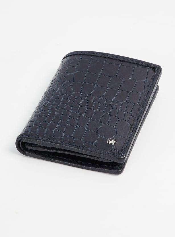 LOUIS PHILIPPE Croc Embossed Leather Bi-Fold Wallet