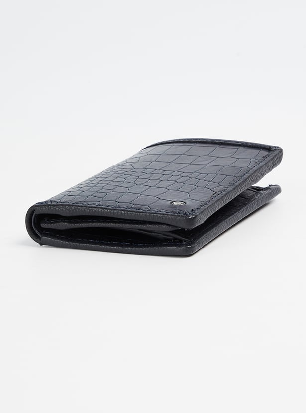 LOUIS PHILIPPE Croc Embossed Leather Bi-Fold Wallet