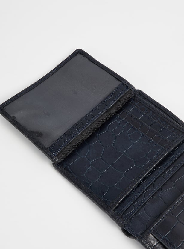 LOUIS PHILIPPE Croc Embossed Leather Bi-Fold Wallet