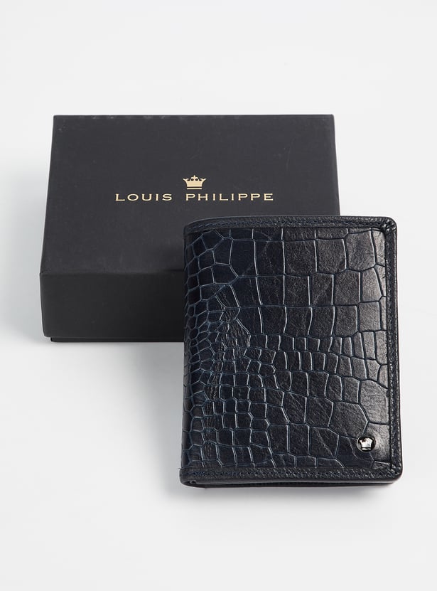 LOUIS PHILIPPE Croc Embossed Leather Bi-Fold Wallet