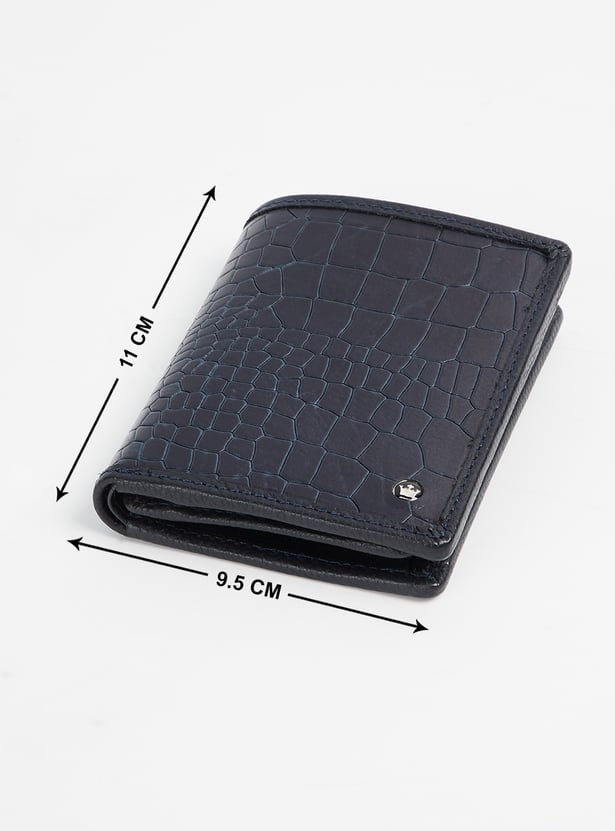 LOUIS PHILIPPE Croc Embossed Leather Bi-Fold Wallet