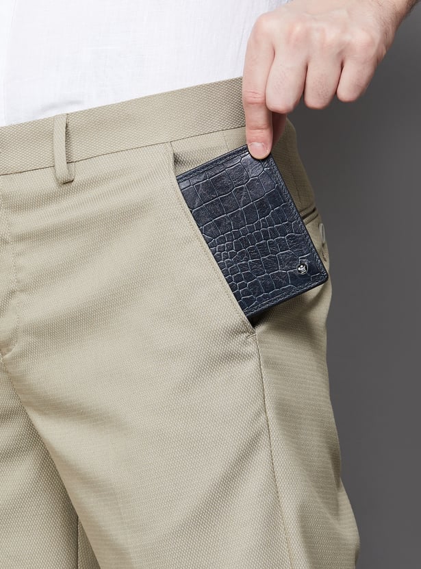 LOUIS PHILIPPE Croc Embossed Leather Bi-Fold Wallet