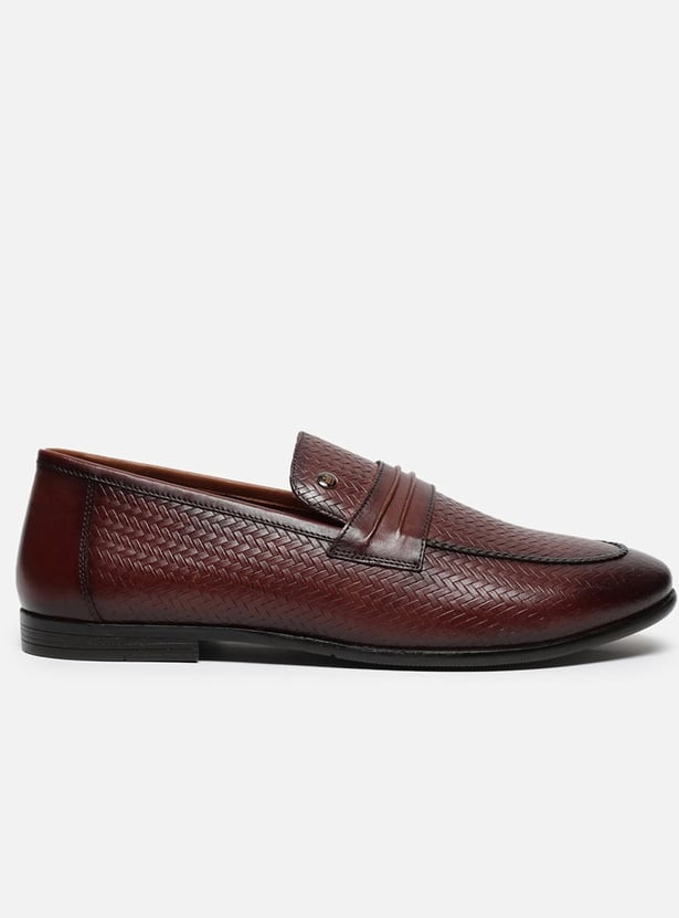 LOUIS PHILIPPE Textured Slip-Ons