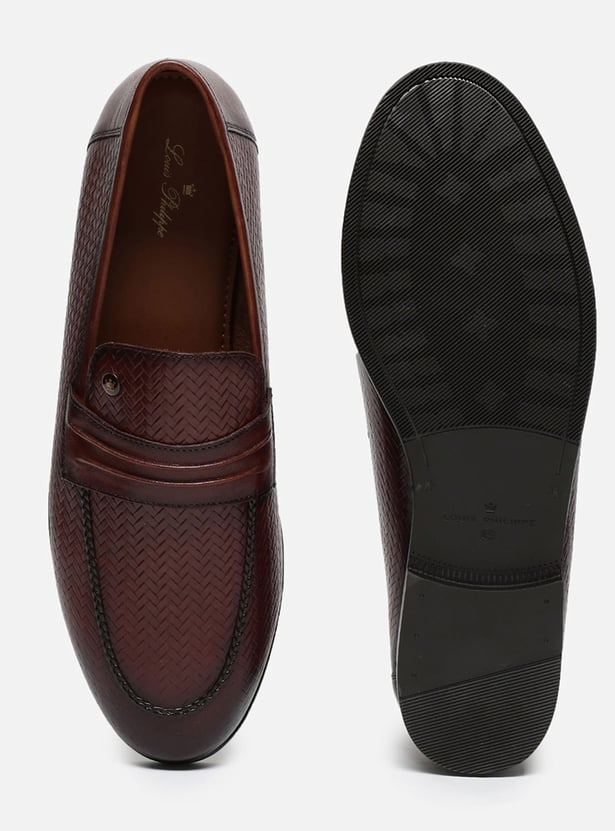 LOUIS PHILIPPE Textured Slip-Ons