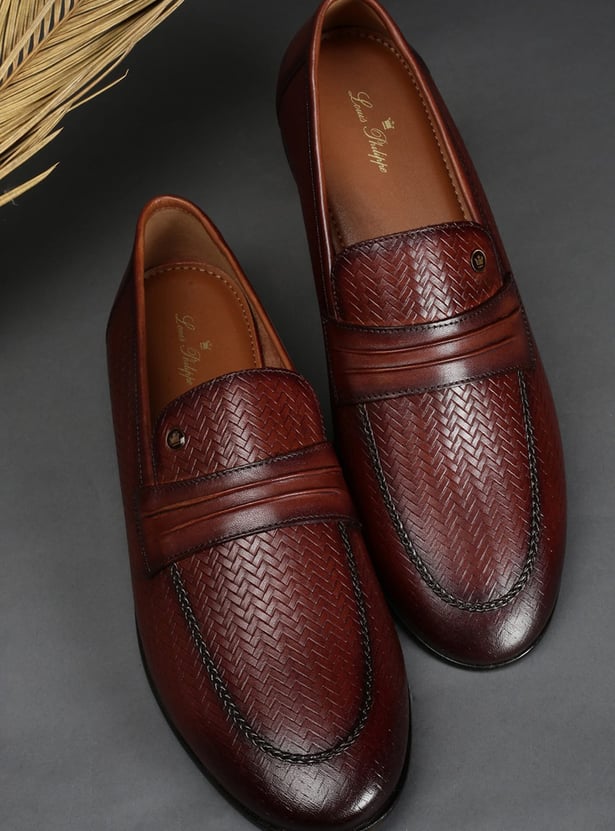 LOUIS PHILIPPE Textured Slip-Ons