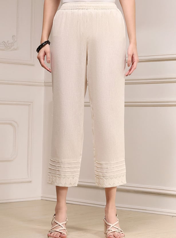 BIBA Embroidered Straight Pants