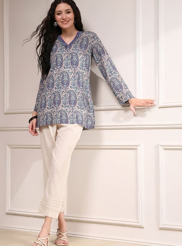 BIBA Embroidered Straight Pants