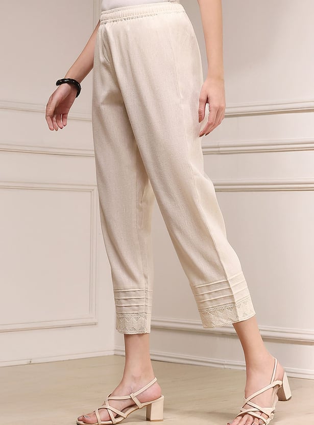 BIBA Embroidered Straight Pants