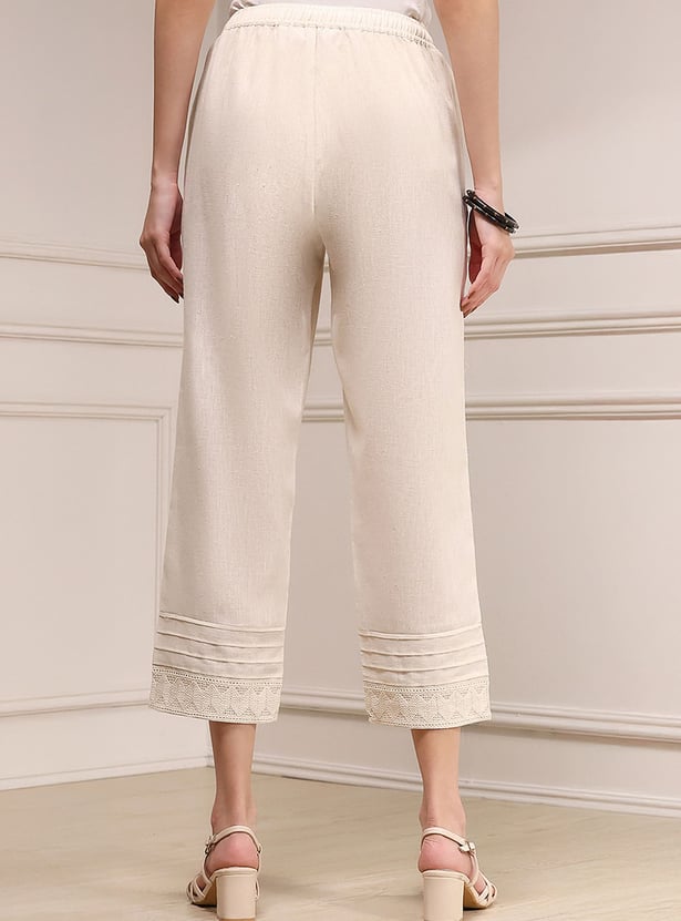BIBA Embroidered Straight Pants