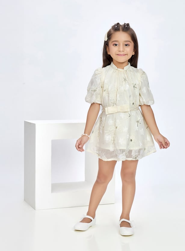PEPPERMINT Girls Embroidered Fit and Flare Dress