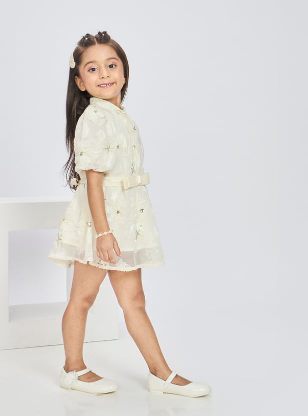 PEPPERMINT Girls Embroidered Fit and Flare Dress