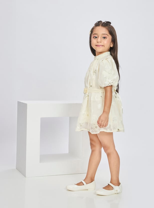 PEPPERMINT Girls Embroidered Fit and Flare Dress