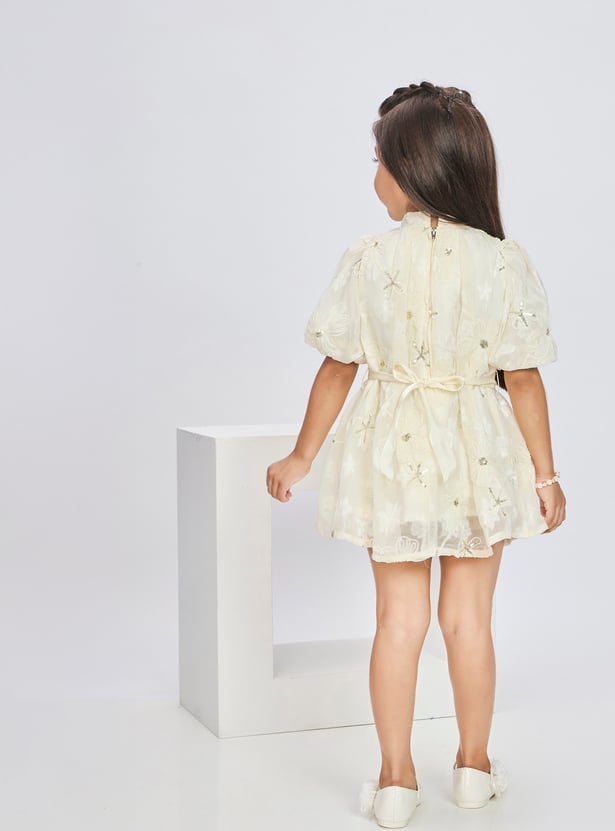 PEPPERMINT Girls Embroidered Fit and Flare Dress