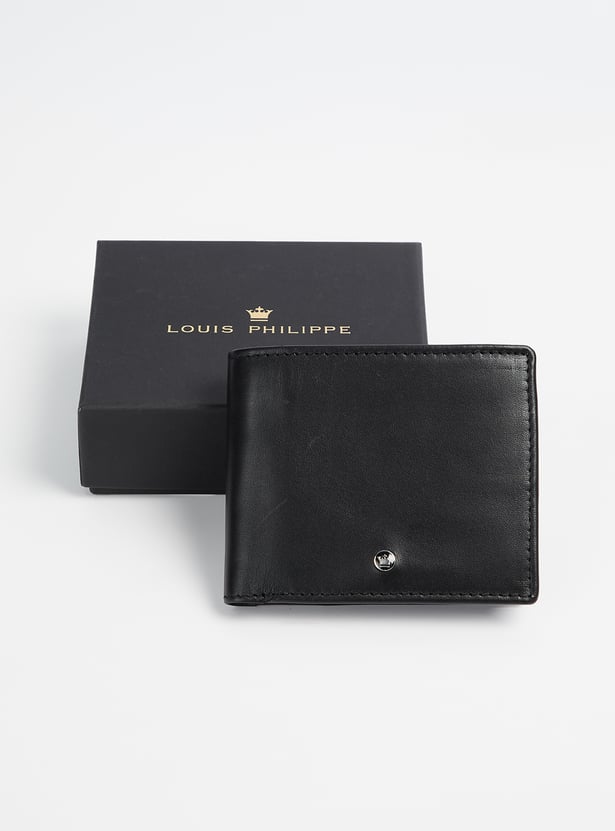 LOUIS PHILIPPE Solid Bi-Fold Leather Wallet