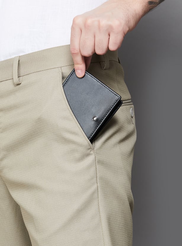 LOUIS PHILIPPE Solid Bi-Fold Leather Wallet