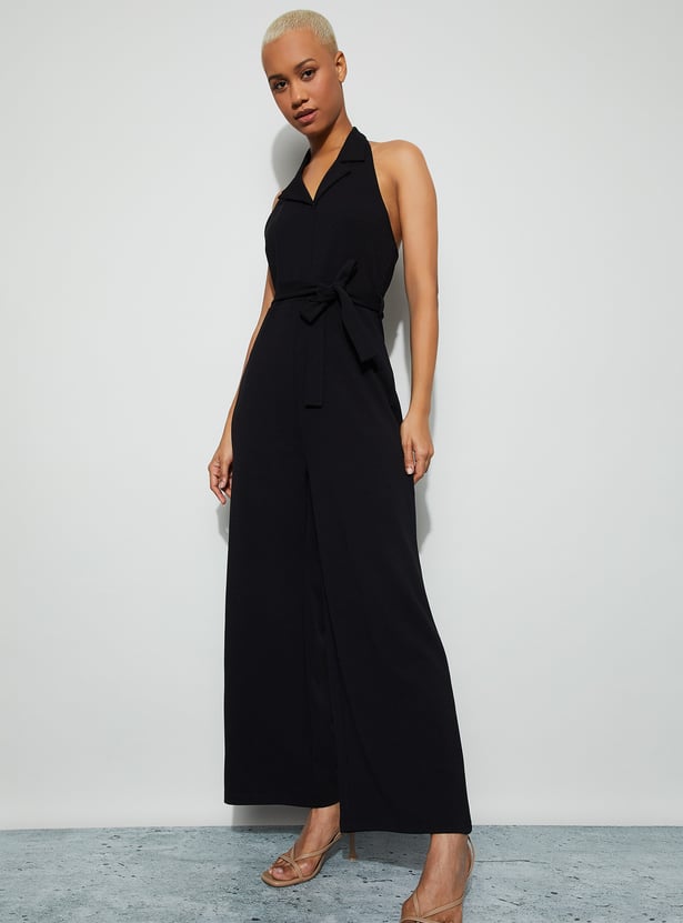 GINGER Solid Halter Neck Jumpsuit
